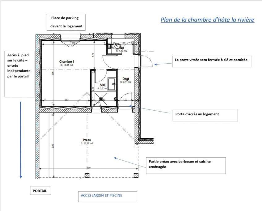 Chambre D Hote La Riviere 45M2 Jardin Et Piscine エグファイユ・ドニ エクステリア 写真